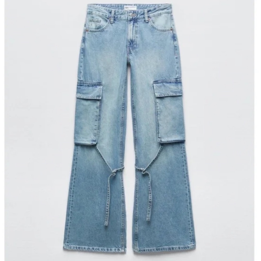 ZARA TRF BELT LOOP CARGO JEANS